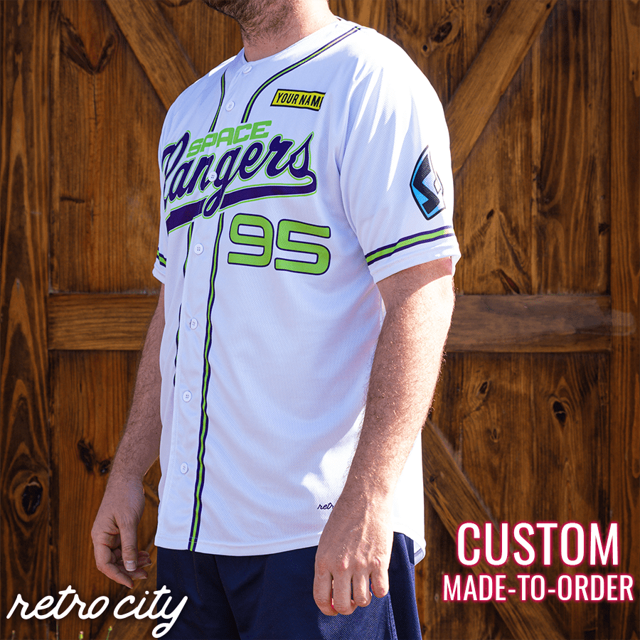 space rangers full-button baseball fan jersey (white)