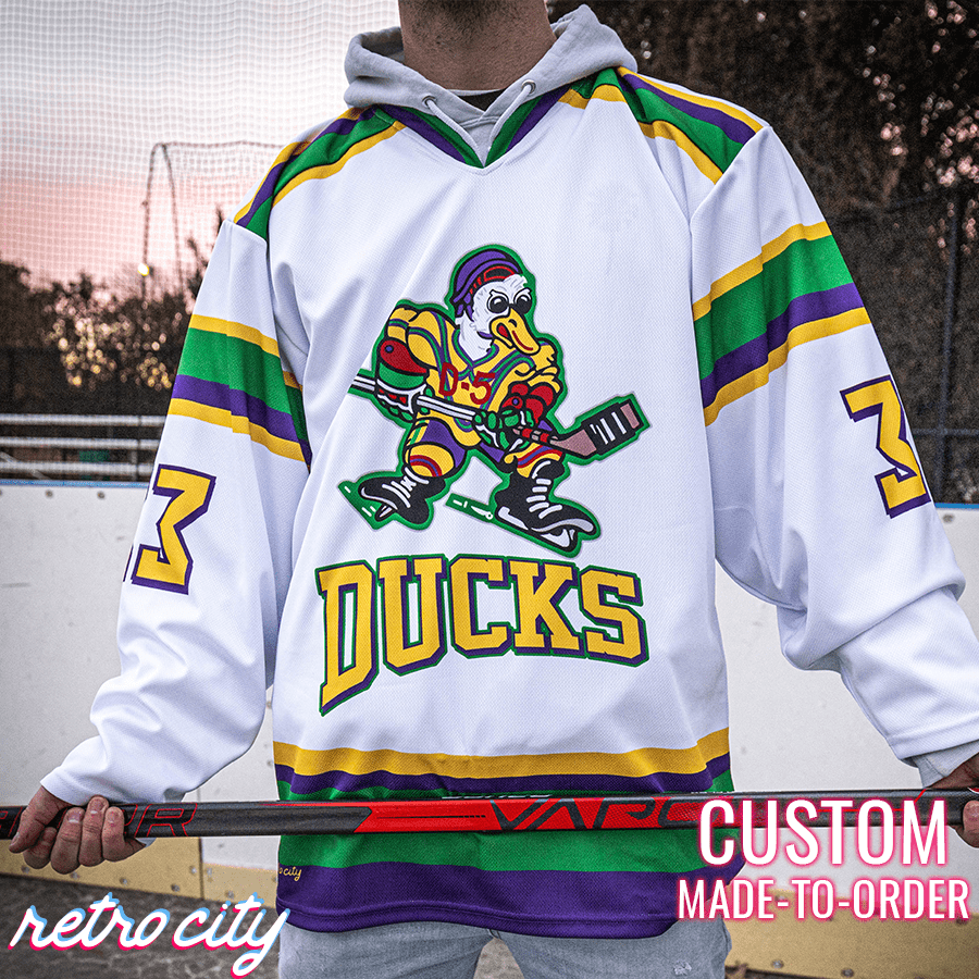 retro city threads The Mighty Ducks Goldberg Jersey Custom Mighty Ducks Jersey White Adult Medium Custom Name Number