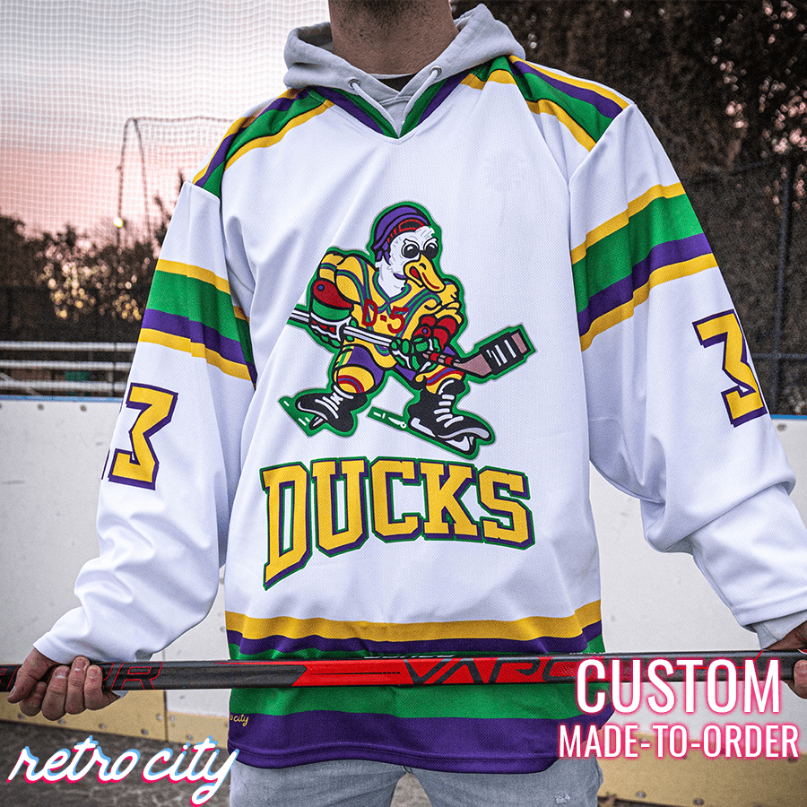The Mighty Ducks Goldberg Jersey- Custom Mighty Ducks Goldberg Jersey –  Retro City Threads