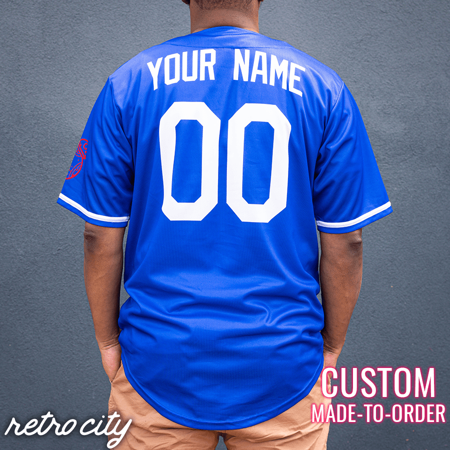 droids los angeles full-button baseball jersey (blue)