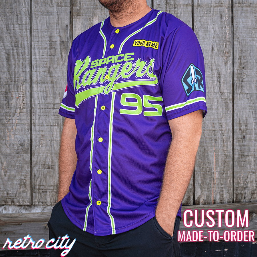 Space Rangers Full-Button Baseball Jersey (Purple) *IN-STOCK* Adult Large