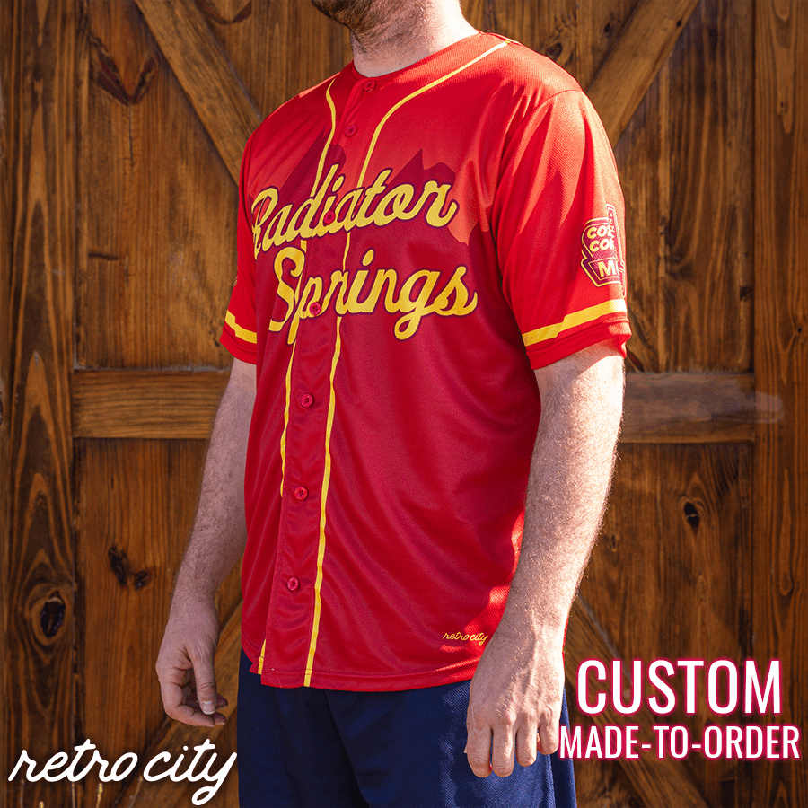 Radiator Springs Full-Button Baseball Fan Jersey (Red) XXL