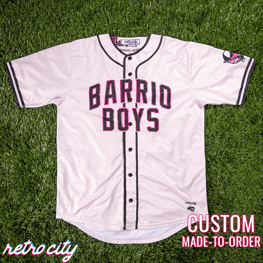 barrio boys retro league custom baseball jersey (home)
