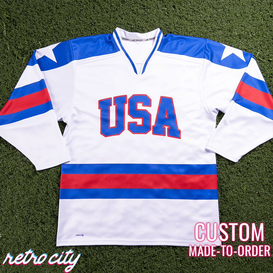 USA 1980 Olympic Miracle on Ice Away Blue Hockey Jersey (Small)