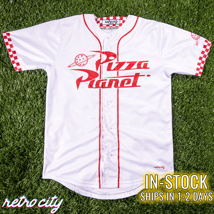 pizza planet full-button baseball fan jersey (white) *in-stock*