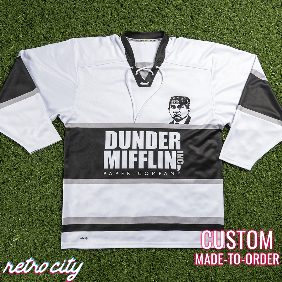 dunder mifflin 'the office' custom hockey jersey
