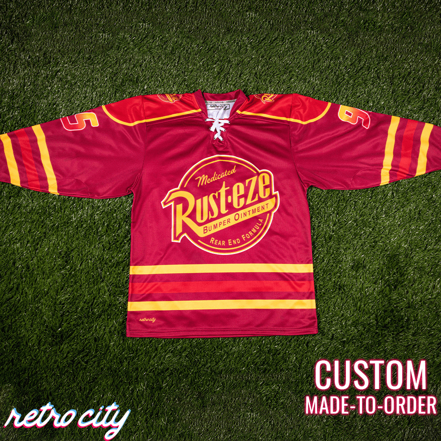 Rust eze Radiator Springs Lace up Hockey Jersey Retro City Threads