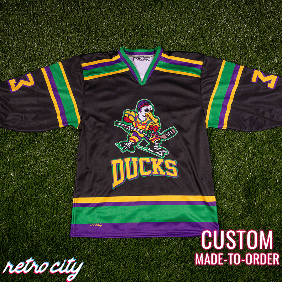 the mighty ducks 'goldberg' custom hockey jersey (black)
