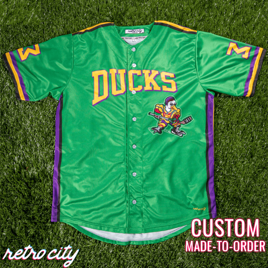 The 'Mighty Ducks' Goldberg Custom Baseball Jersey (Black) – Retro