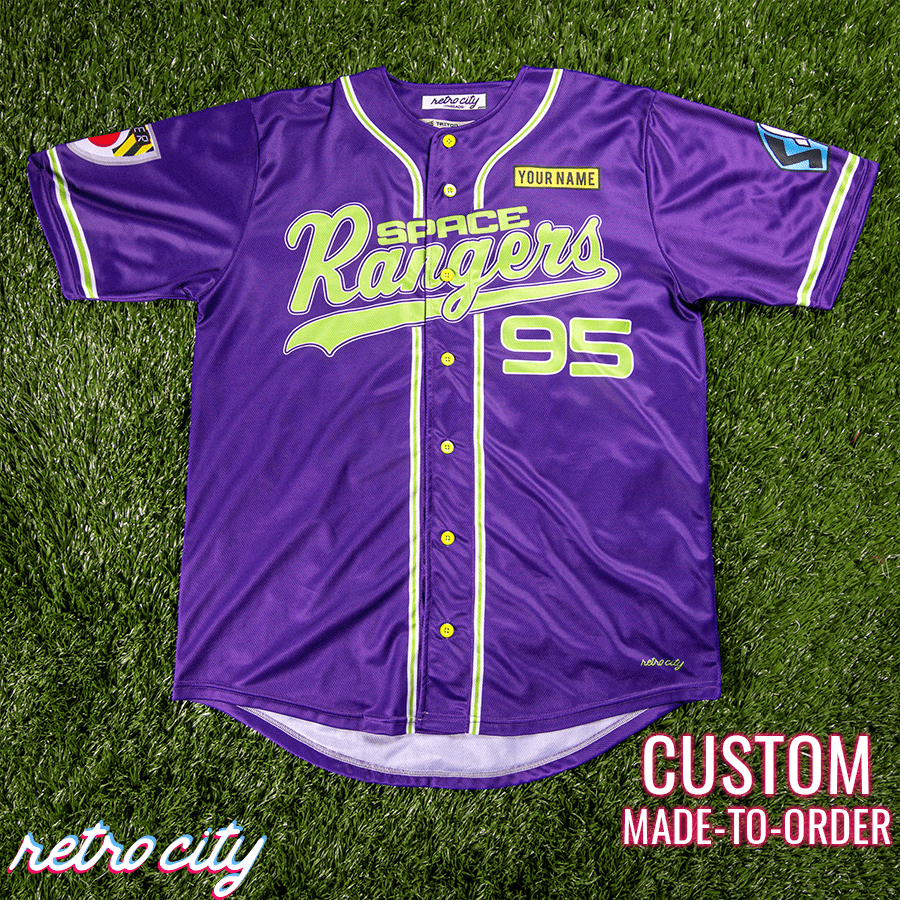 Space Rangers Full-Button Baseball Jersey (Purple) *IN-STOCK* Adult Large