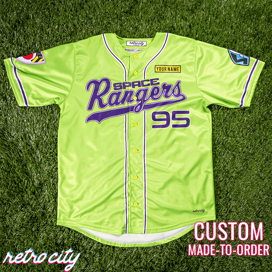 Space Rangers Full-Button Baseball Fan Jersey (Green) – Retro City Threads