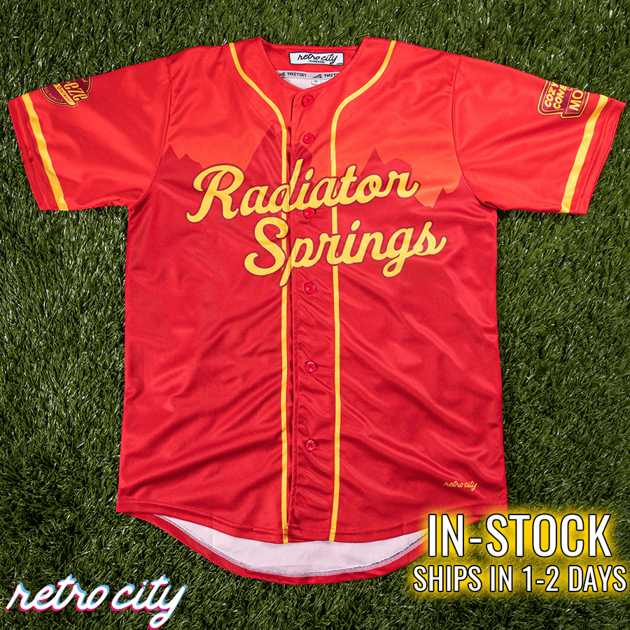 radiator springs full-button baseball fan jersey *in-stock*
