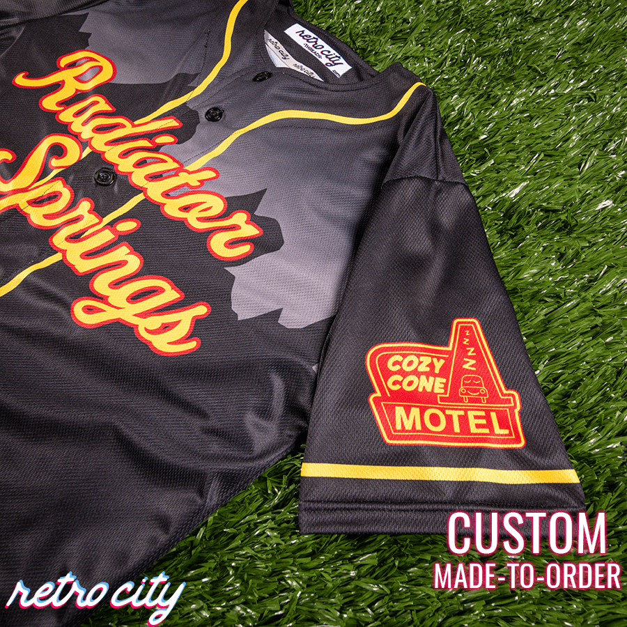 Radiator Springs Full-Button Baseball Fan Jersey (Black) – Retro