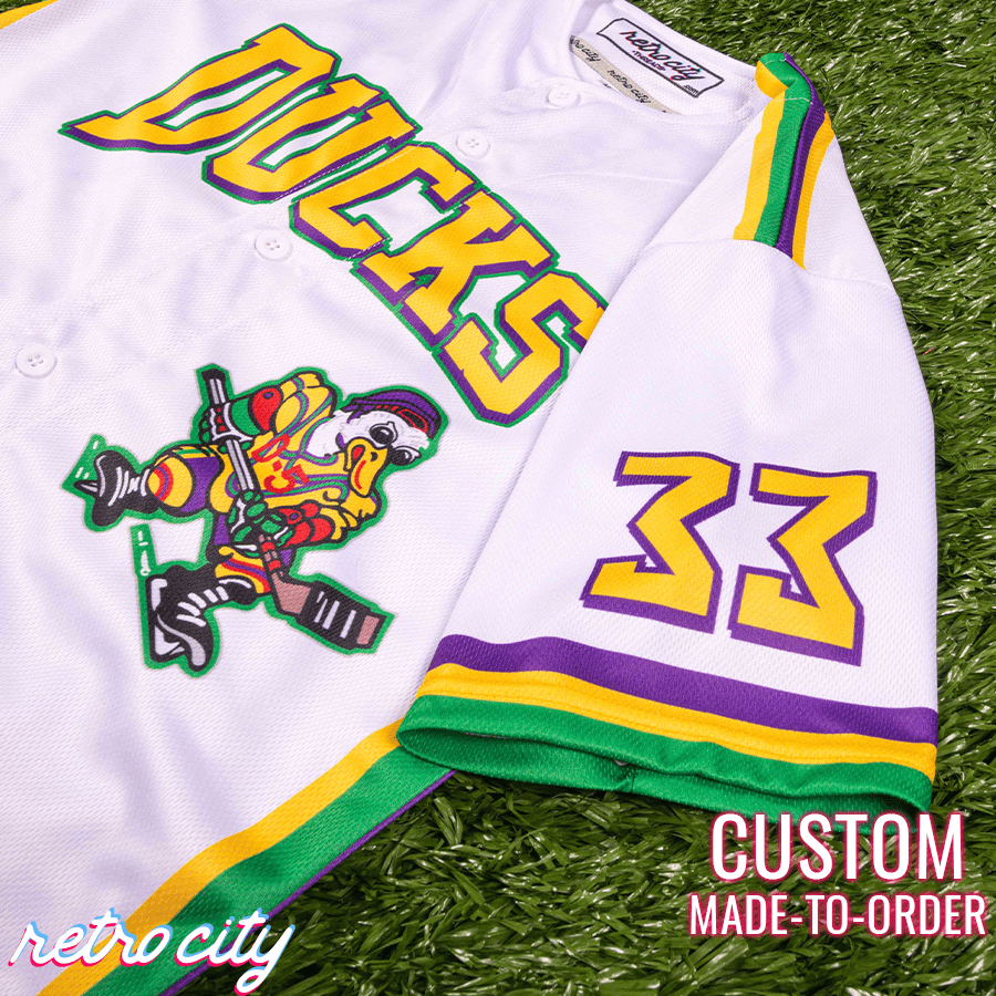 The 'Mighty Ducks' Goldberg Custom Baseball Jersey (Black) – Retro