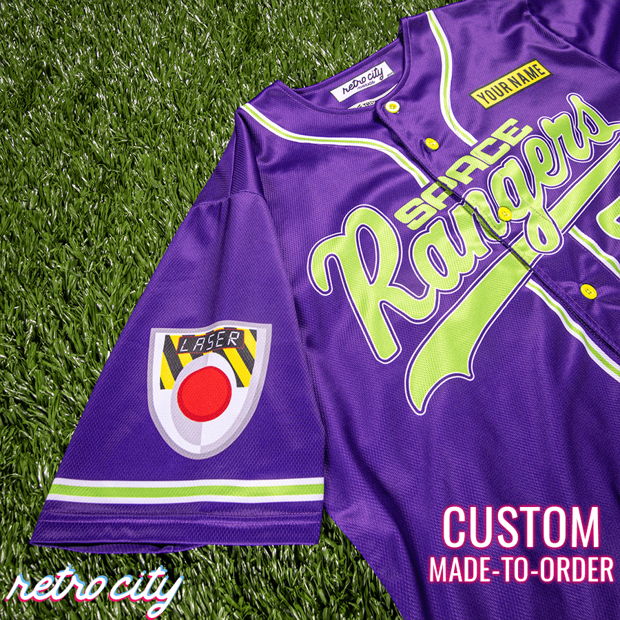 space rangers full-button baseball fan jersey (purple)
