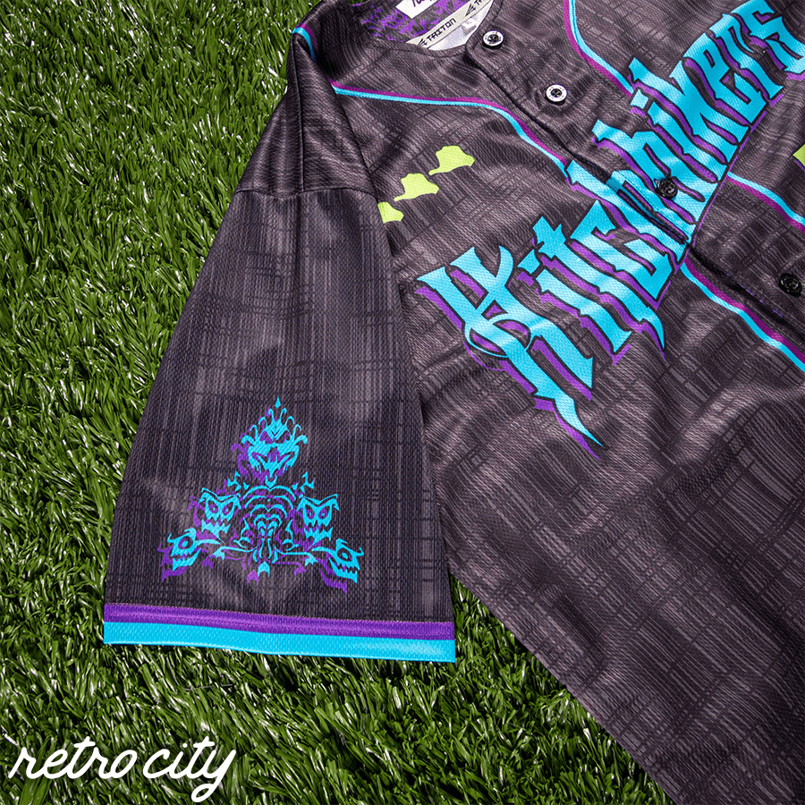 haunted mansion ride 'hitchhikers' full-button baseball fan jersey