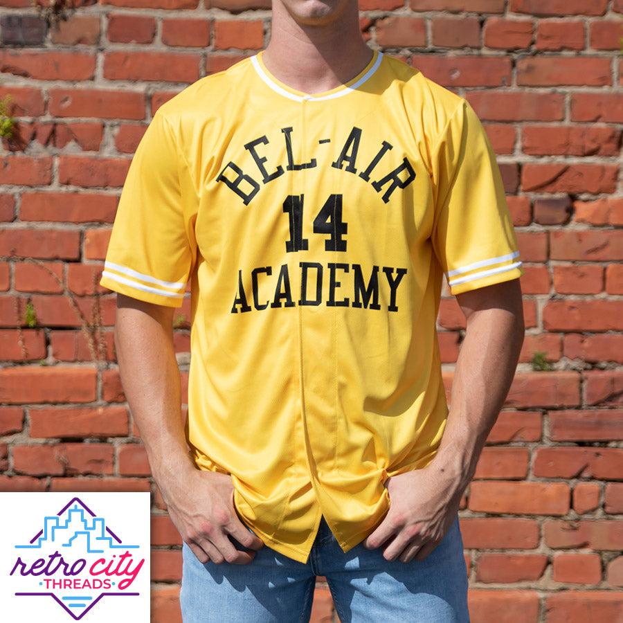 bel-air academy will smith fresh prince custom baseball jersey (gold)