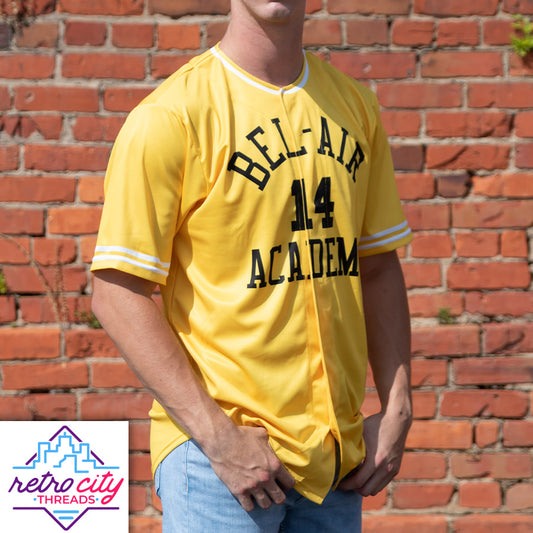 bel-air academy will smith fresh prince custom baseball jersey (gold)