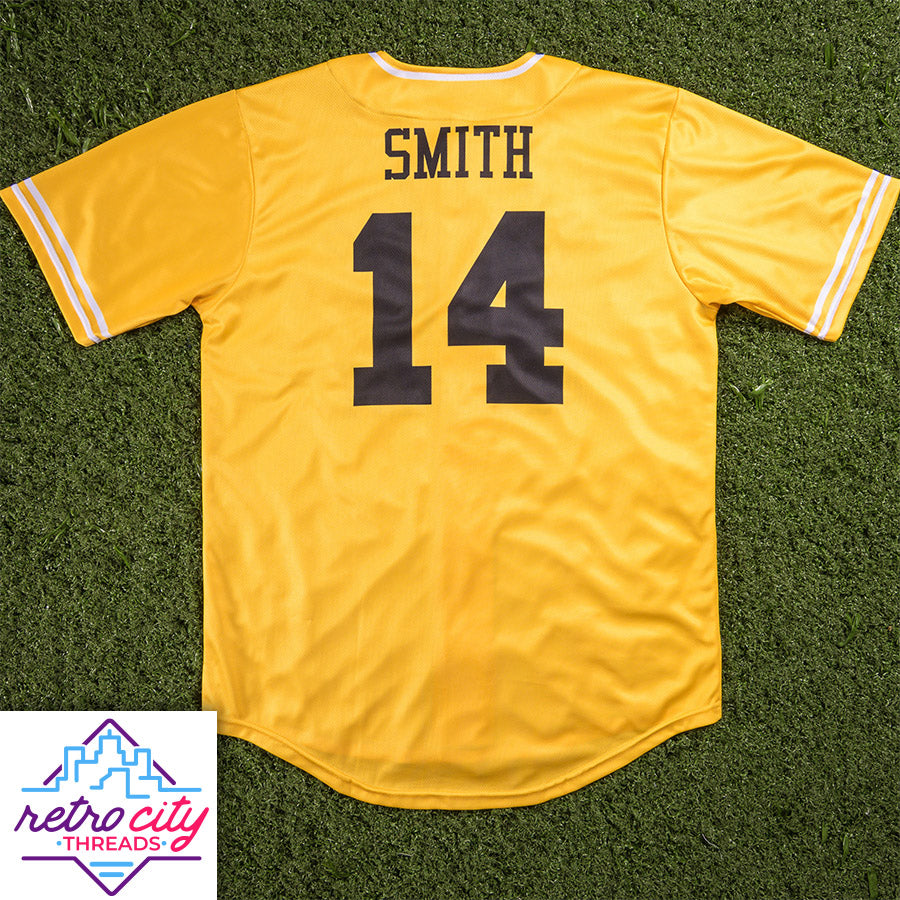bel-air academy will smith fresh prince custom baseball jersey (gold)
