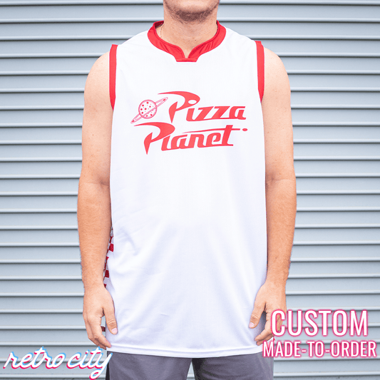 pizza planet basketball fan jersey (white)