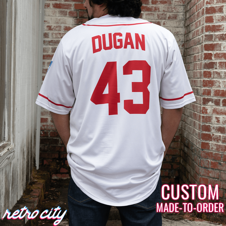  #43 Jimmy Dugan City of Rockford Peaches A League of Their Own  Movie Men's Baseball Jersey Stitched : Clothing, Shoes & Jewelry