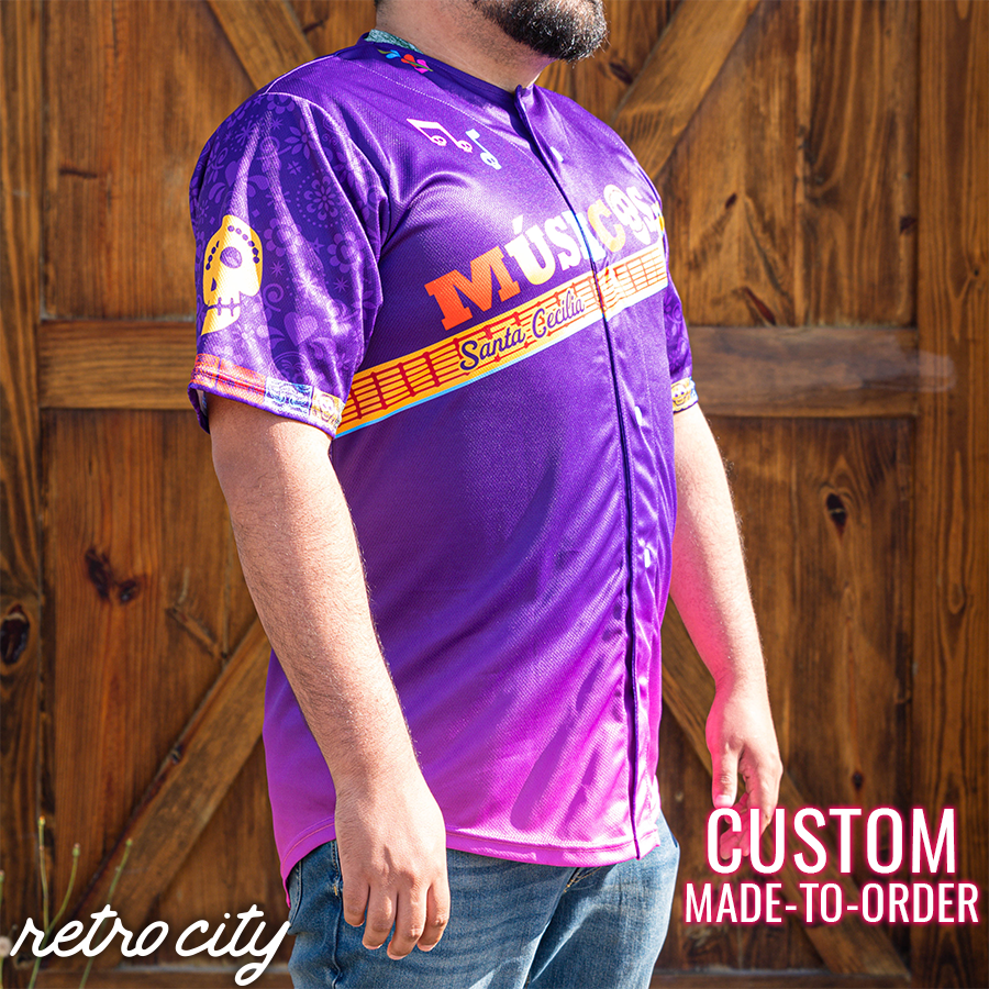 santa cecilia músicos full-button baseball fan jersey