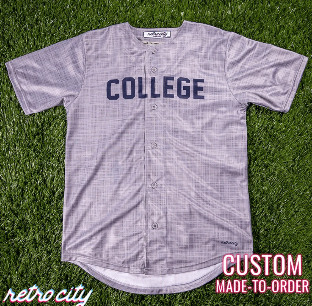 animal house 'college' full-button baseball fan jersey (gray)