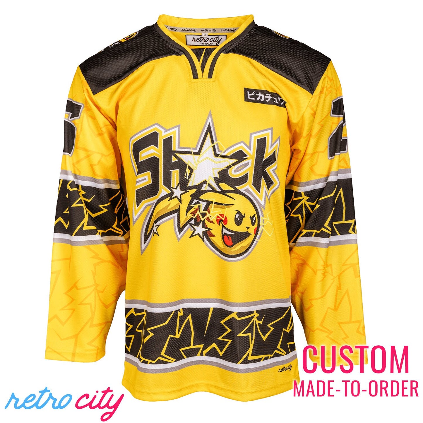 Shock Pikachu Pokémon Hockey Jersey Sweater *CUSTOM*