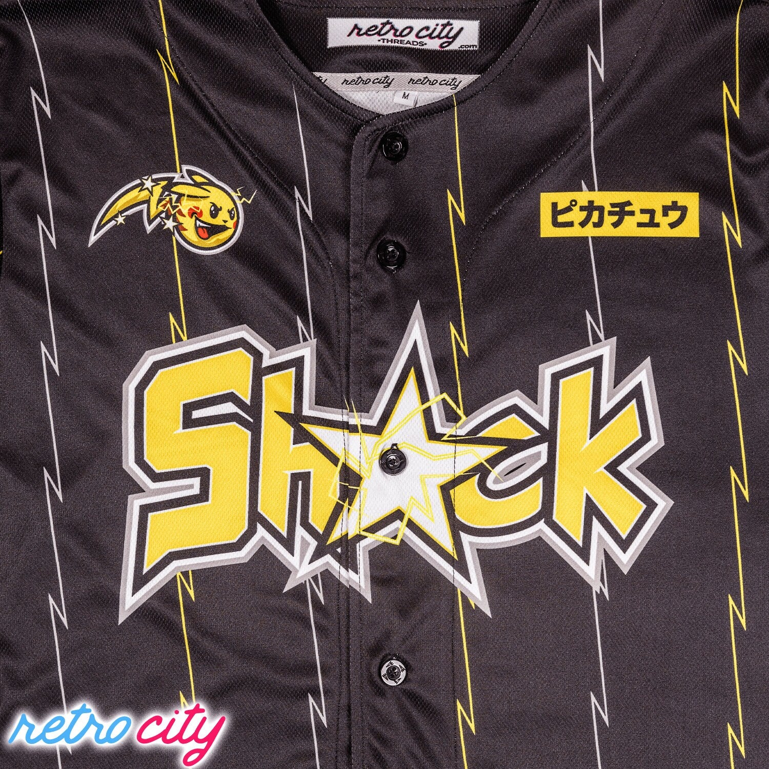 Shock Pikachu Pokémon Full-Button Baseball Jersey *CUSTOM*